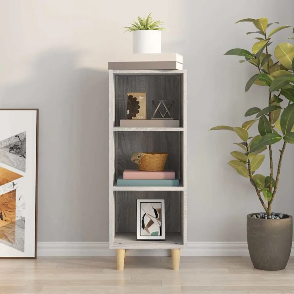 vidaXL Dressoir 34,5x32,5x90 cm bewerkt hout grijs sonoma eikenkleurig, foto 3
