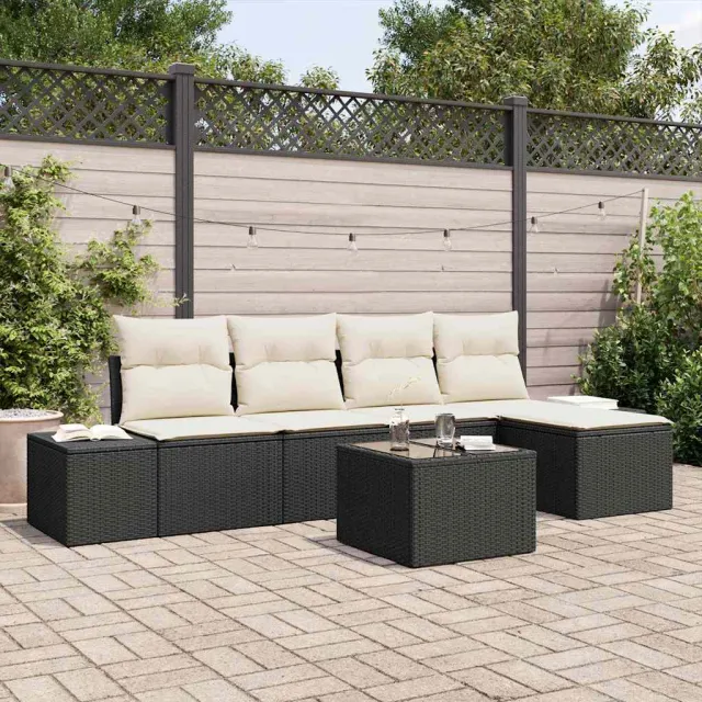 vidaXL Tuin Sofa Set 6 st Zwart poly rattan, foto 2