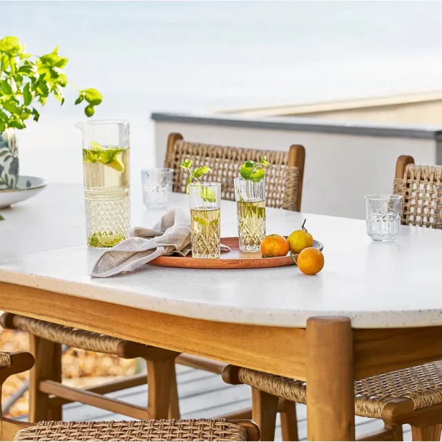 Artichok Teresa Eettafel Naturel Met Terazzo Blad - 210 x 95 cm - Acaciahout - Tuintafel - 6 tot 8 personen Wit
