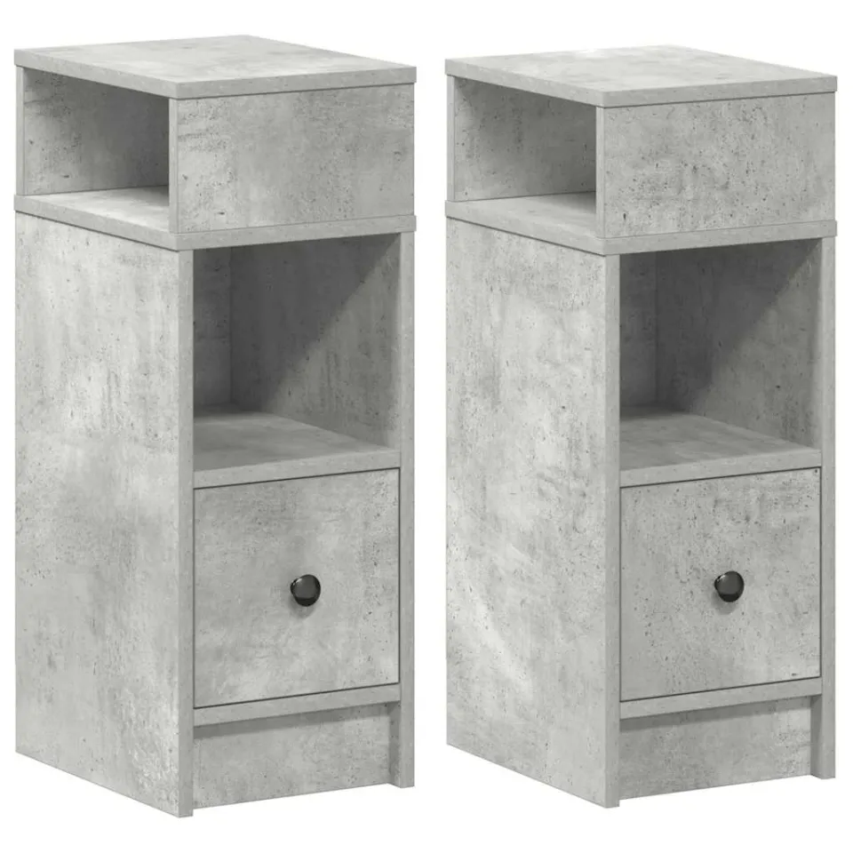 vidaXL Nachtkastjes 2 st met lade 25x31x66 cm betongrijs grijs, foto 3
