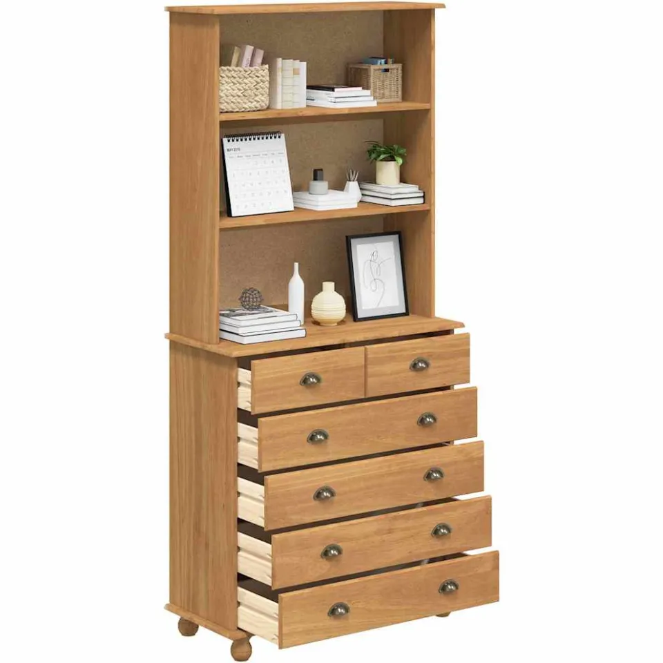 vidaXL Hutch ASKIM Honing Wax 91 x 40 x 200,5 cm Massief grenenhout Bruin