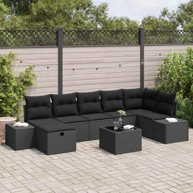 vidaXL Tuin Sofa Set 8 st Zwart poly rattan, foto 2