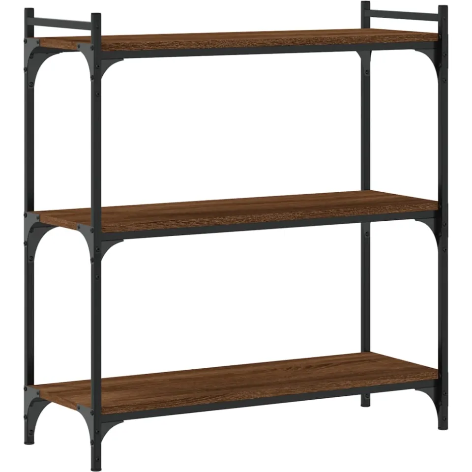 vidaXL Boekenkast 3-laags 80x30x86 cm bewerkt hout bruin eikenkleur, foto 3