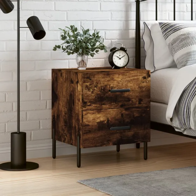 vidaXL Nachtkastje 40x35x47,5 cm bewerkt hout gerookt eikenkleurig, foto 2