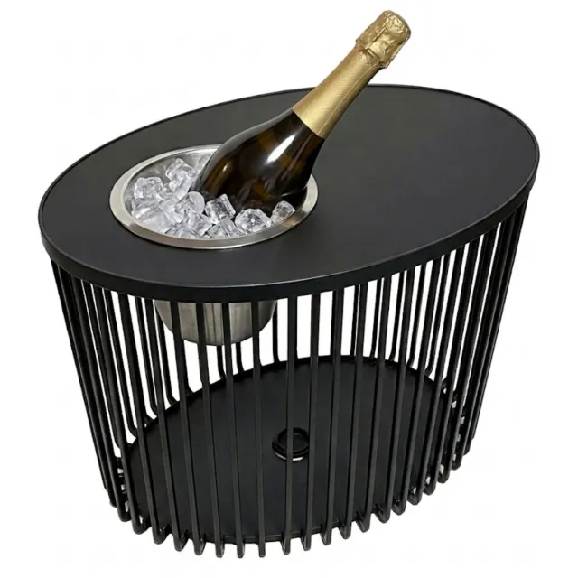 COOTAB Cooler Table 3-in-1 Loungetisch mit Edelstahl-Kühler Stockholm 46 cm zwart-gekleurd