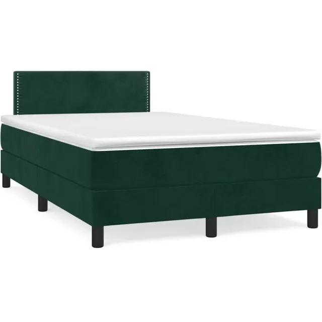 vidaXL Boxspring met matras fluweel donkergroen 120x190 cm groen