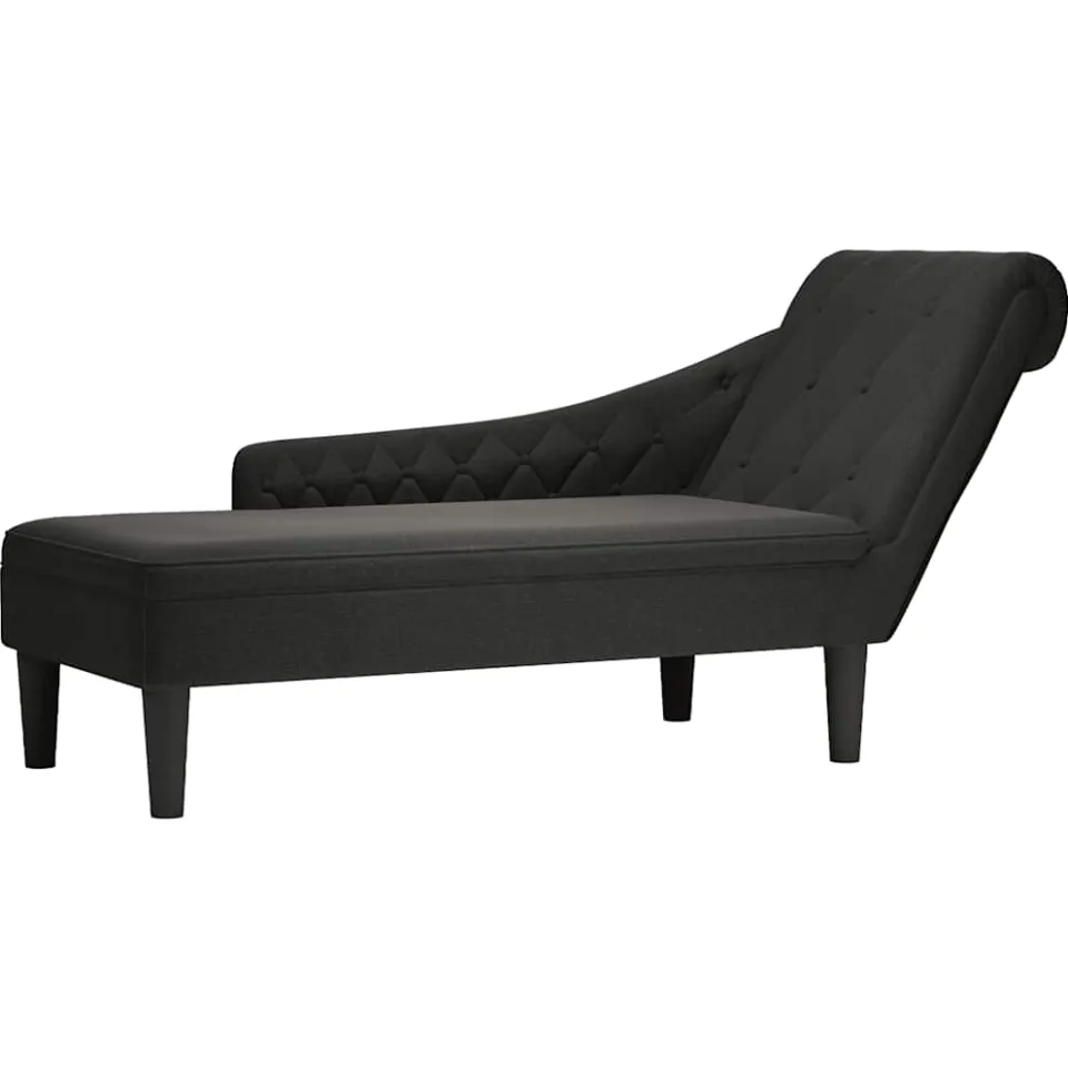 vidaXL Chaise longue met kussen en rechterarmleuning stof zwart