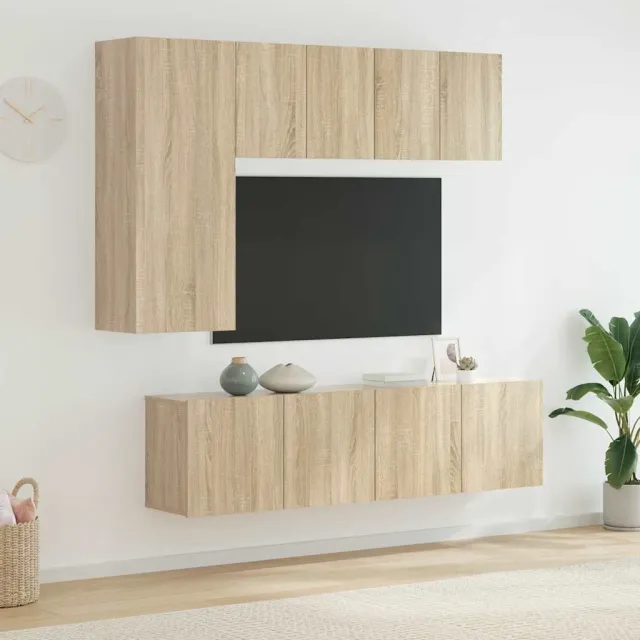 vidaXL 5-delige Tv-wandmeubelset bewerkt hout sonoma eikenkleurig, foto 2