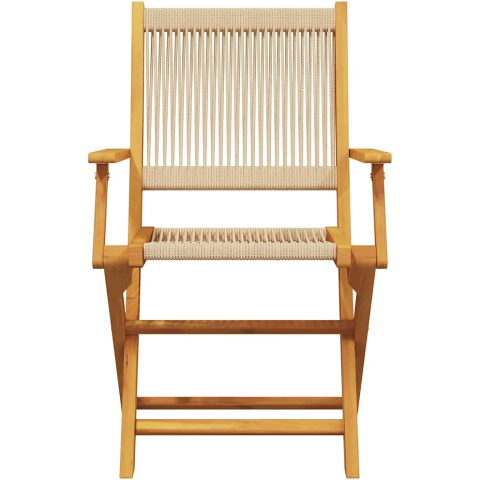 vidaXL 3-delige Bistroset polypropeen en massief hout beige, foto 4