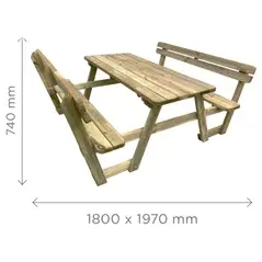 Solid Picknicktafel Set + Leuning Hout 180cm groen, foto 2