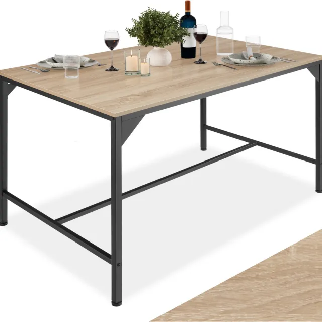 Tectake Eettafel van Hout en Metaal - 120 x 75 x 75 cm - Keukentafel - Tafel voor Eetkamer, Keuken, Woonkamer en Kantoor - Zwart Metalen Frame - (Industrieel Licht Hout, Sonoma Eiken) lichtbruin