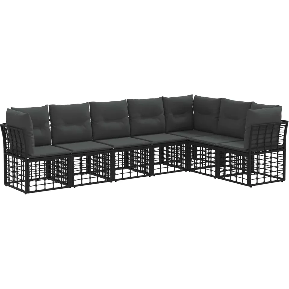 vidaXL Buiten bankenset Zwart Polyester