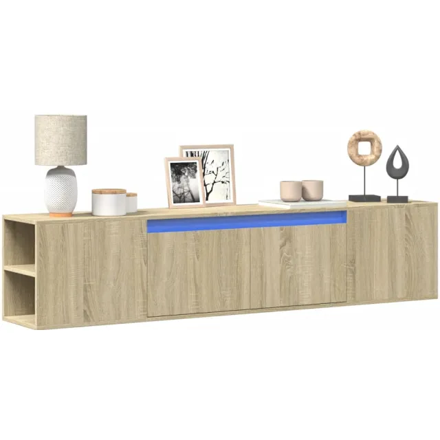 vidaXL Tv-wandmeubel met LED-verlichting 180x31x39,5 cm sonoma eiken Bruin