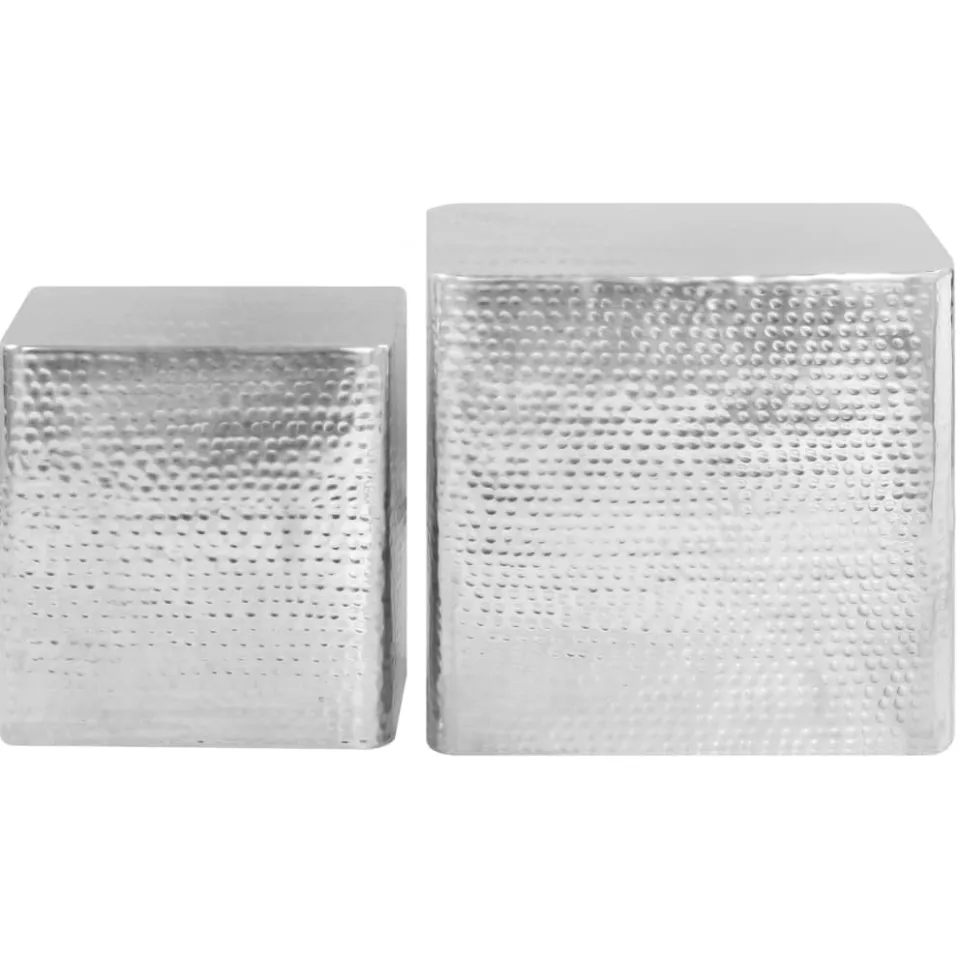 vidaXL Salontafel 2 st aluminium zilver