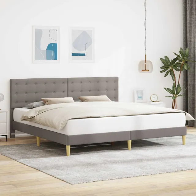 vidaXL Bedframe met hoofdeinde Taupe 200 x 200 cm Stof