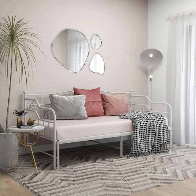 vidaXL Slaapbank uittrekbaar metaal wit 90x200 cm