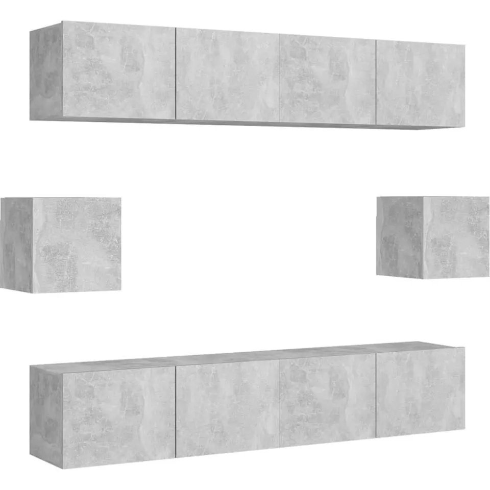 vidaXL 6-delige Tv-meubelset bewerkt hout betongrijs grijs, foto 3