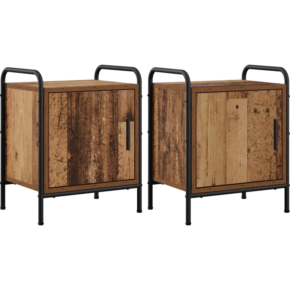 vidaXL Nachtkastje 2 st Oud hout 40 x 30 x 50 cm Bewerkt hout bruin, foto 3