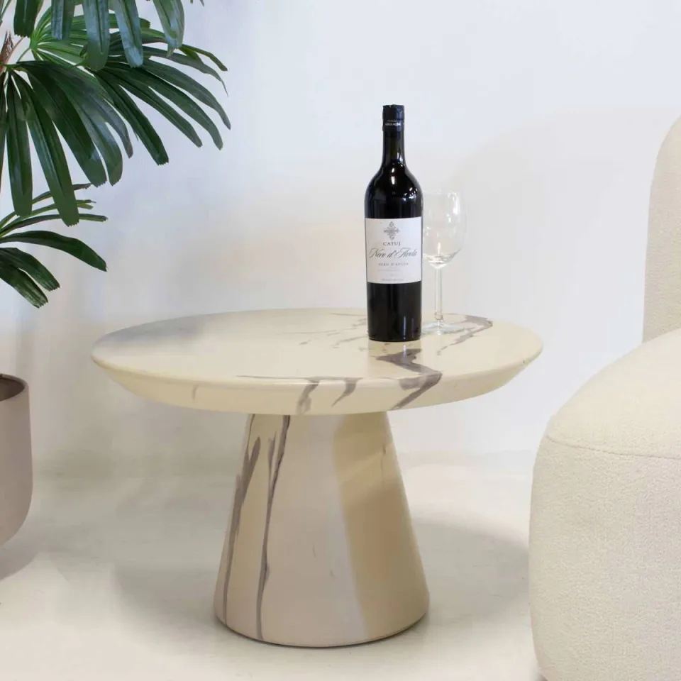 Giga Meubel Salontafel Flen Rond - Marmerlook - 60x60x38cm, foto 3