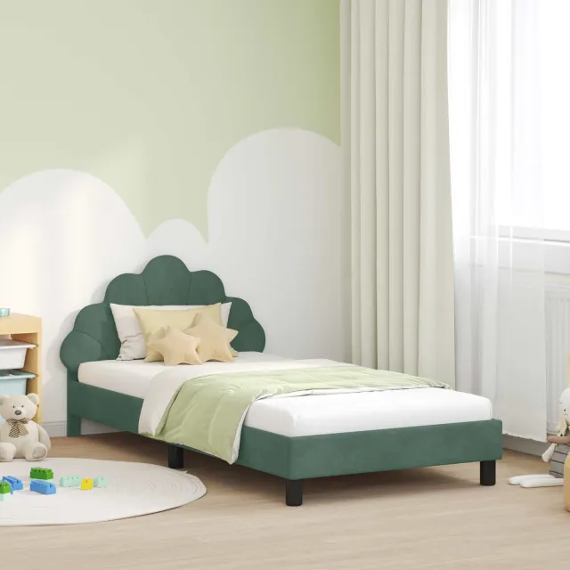 vidaXL Bedframe voor kinderen met hoofdbord Zeegroen 90 x 200 cm