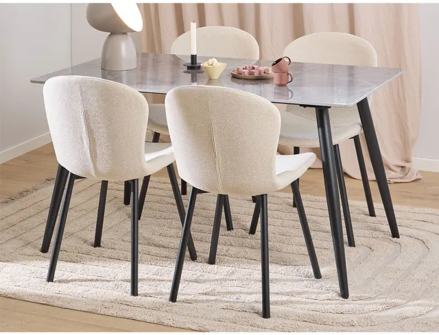 Giga Living Eetkamerset Darren Keramiek Apia Beige 140cm - Giga Living Grijs