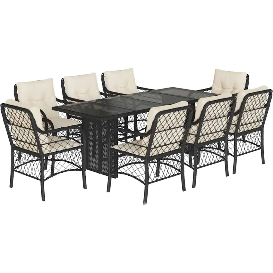 vidaXL 9-delige Tuinset poly rattan zwart, foto 3