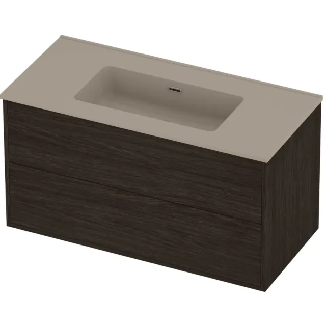 Proline Tribute Badmeubelset Porselein Elegant 2 Laden 100x46x54 cm Mat Crème Cotton Mokka Oak Eiken