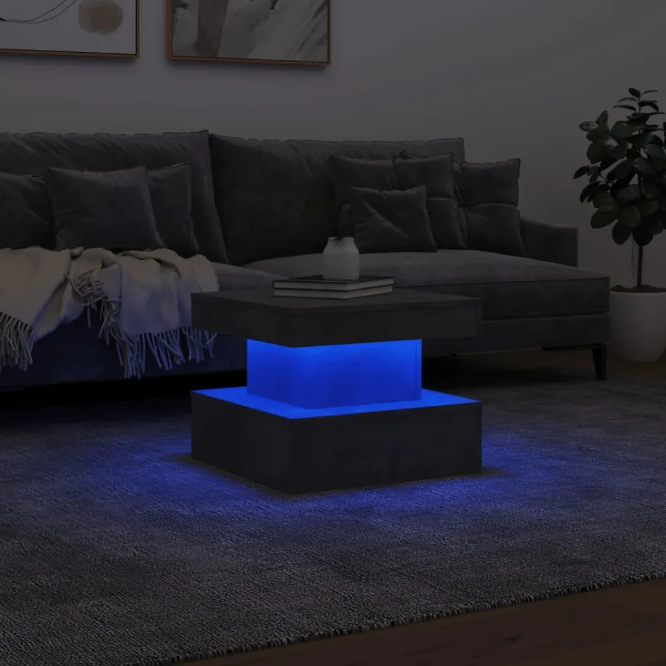 vidaXL Salontafel met LED-verlichting 50x50x40 cm betongrijs grijs, foto 4
