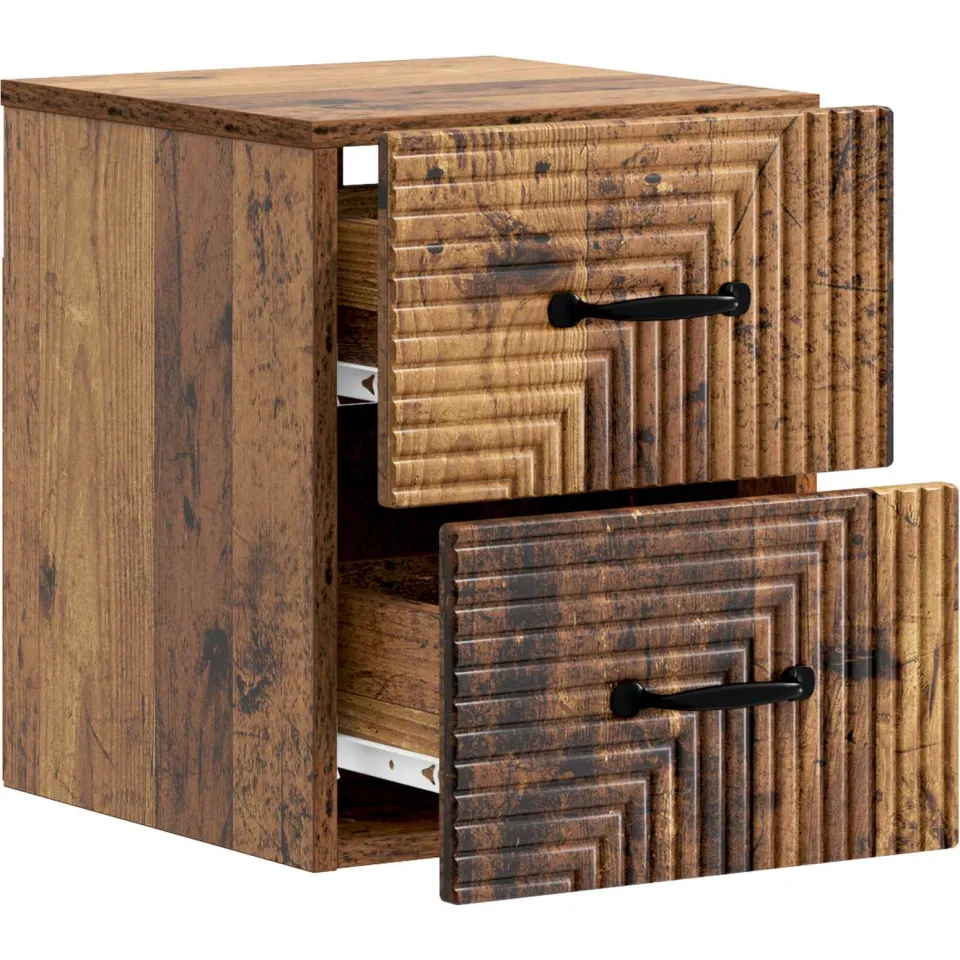 vidaXL Wandbeugel Bedkast Oud hout 34,5 x 33 x 40 cm Bewerkt hout bruin, foto 3
