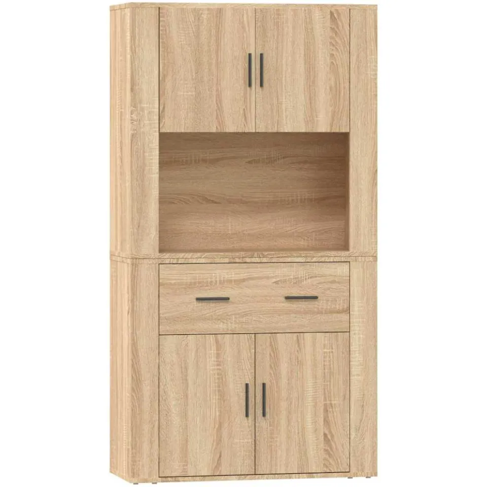 vidaXL Hoge kast bewerkt hout sonoma eikenkleurig Bruin