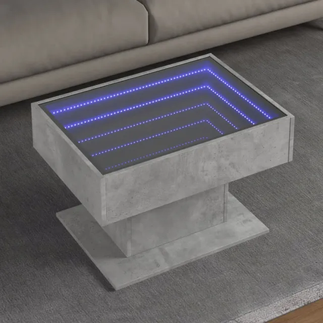 vidaXL Salontafel met LED 70x50x45 cm bewerkt hout betongrijs grijs, foto 2