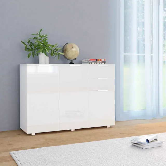 vidaXL Dressoir 107x35x80,5 cm hoogglans wit