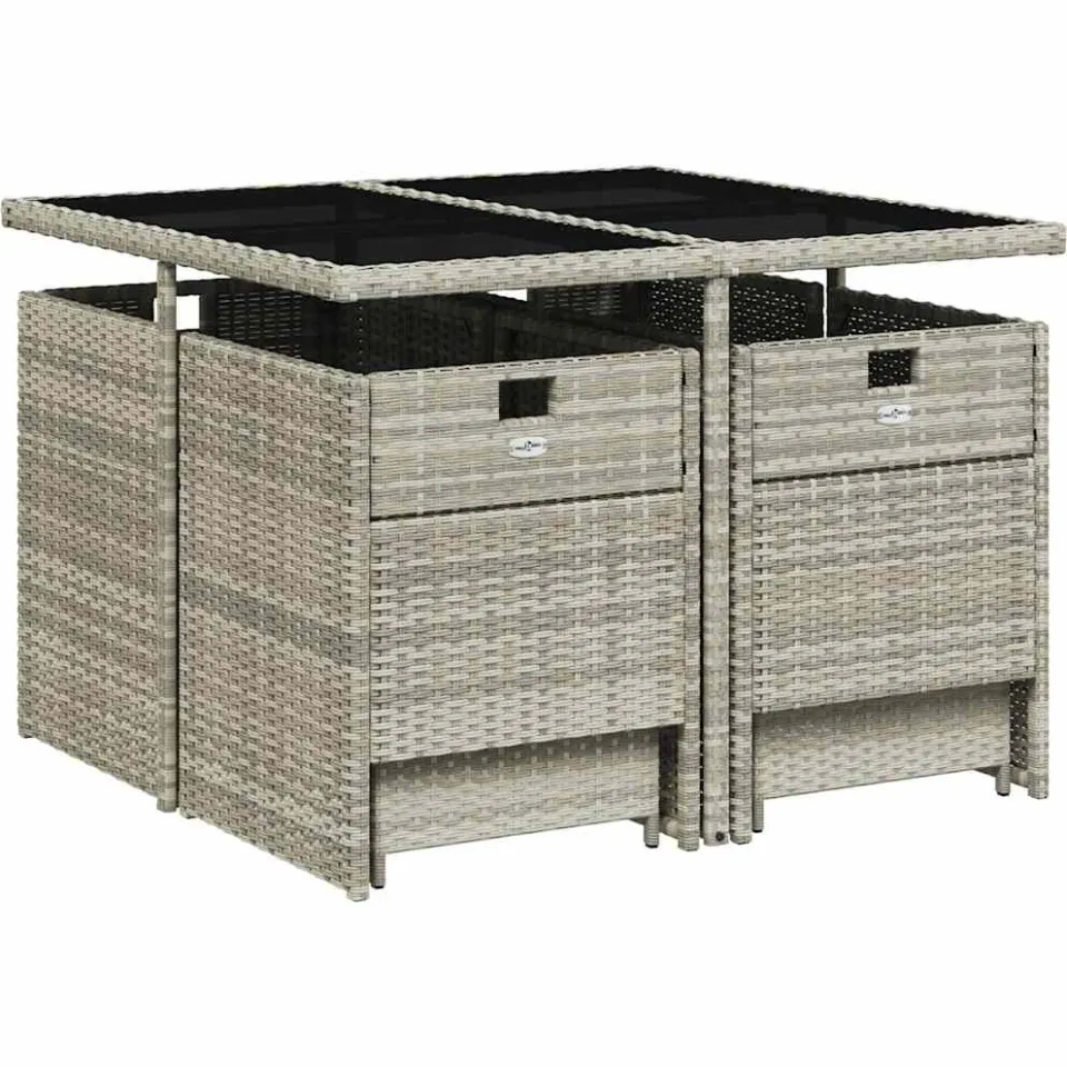 vidaXL 9-delige Tuinset met kussens poly rattan lichtgrijs grijs, foto 3