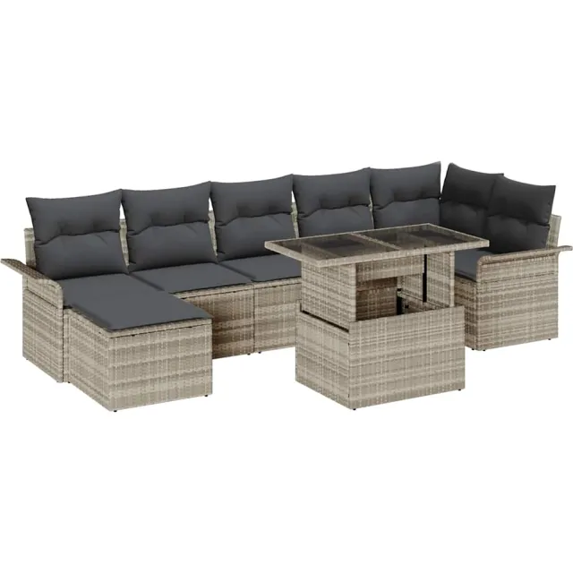 vidaXL Tuin Sofa Set 8 st Lichtgrijs [Synthetisch]: Poly Rattan