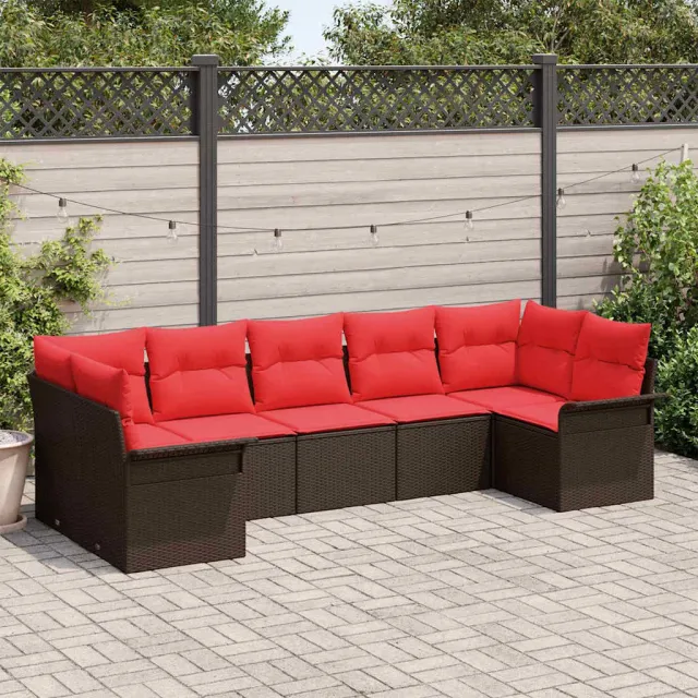 vidaXL Tuin Sofa Set 7 st Bruin poly rattan, foto 2
