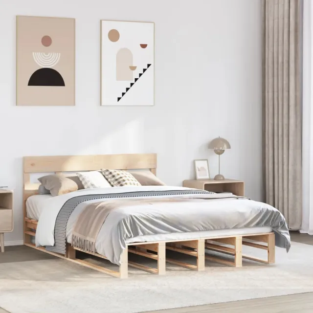 vidaXL Bedframe zonder matras massief grenenhout 150x200 cm bruin