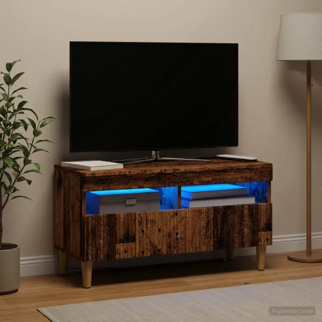 vidaXL LED tv-meubel ARNHEM 81 x 35 x 43 cm Oud hout Bewerkt hout bruin, foto 2