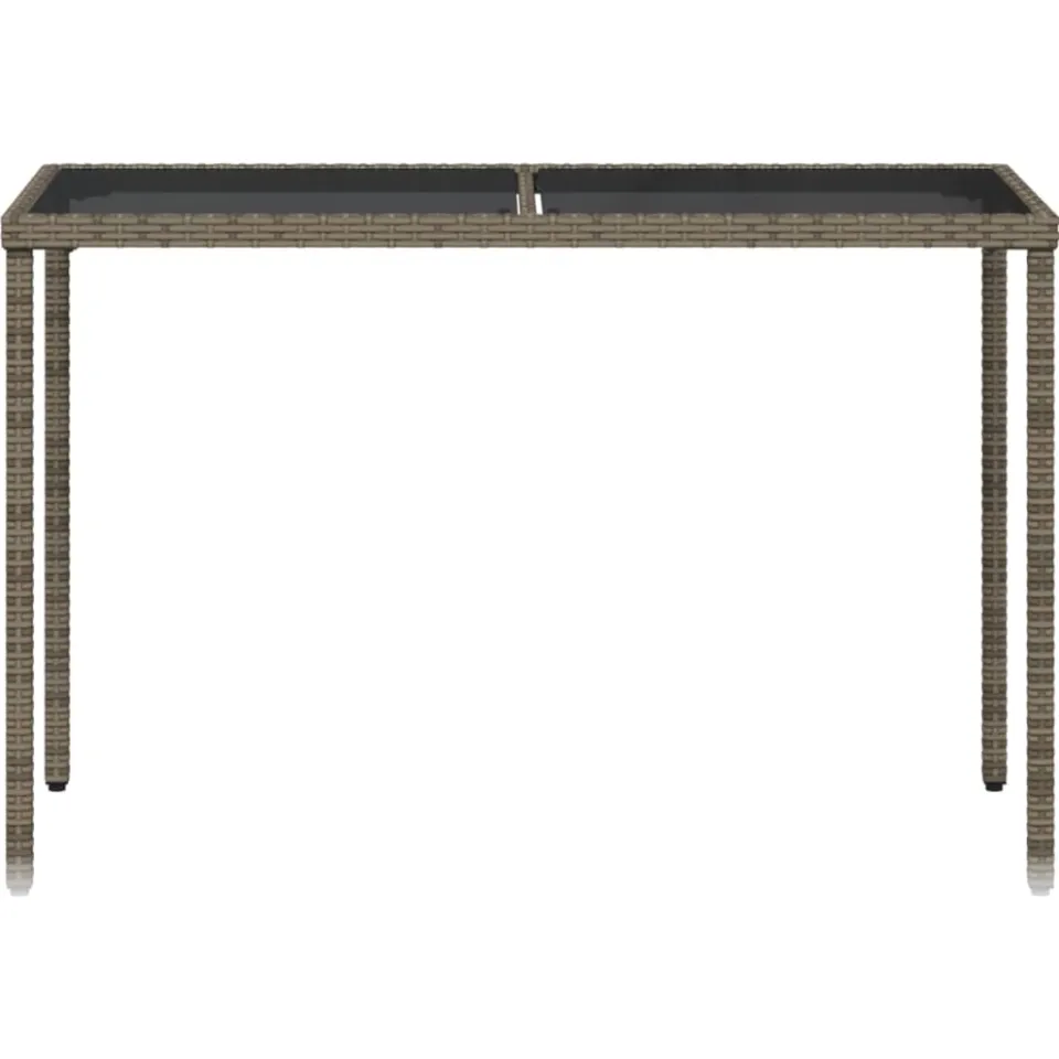 vidaXL Tuintafel met glazen blad 115x54x74 cm poly rattan grijs, foto 4