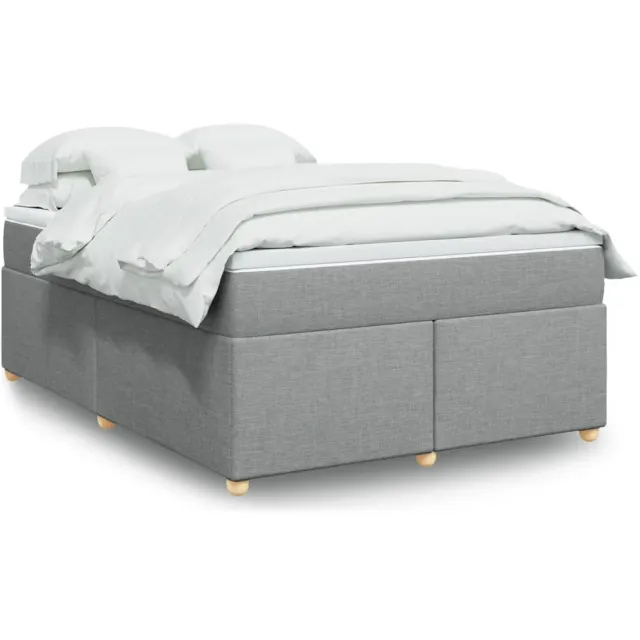 vidaXL Boxspring met matras stof lichtgrijs 140x190 cm grijs
