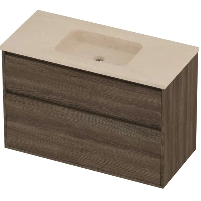 Proline Rollo Badmeubelset Hardsteen Elegant Midden 100x46x67 cm Sand Stone Vital Oak Eiken