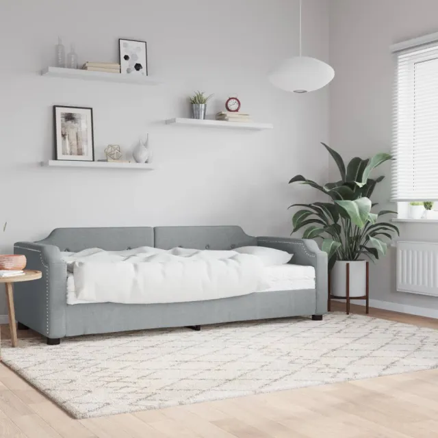 vidaXL Slaapbank met matras 90x200 cm stof lichtgrijs