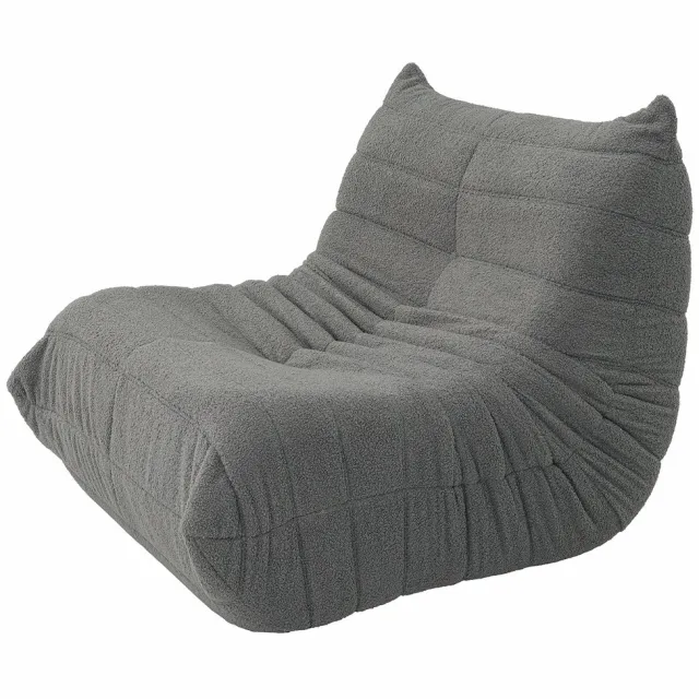 Creatorally Eenpersoons vloerlounge stoel van cloud velvet - grijs - zachte compressie-zitstoel voor woonkamer en slaapkamer