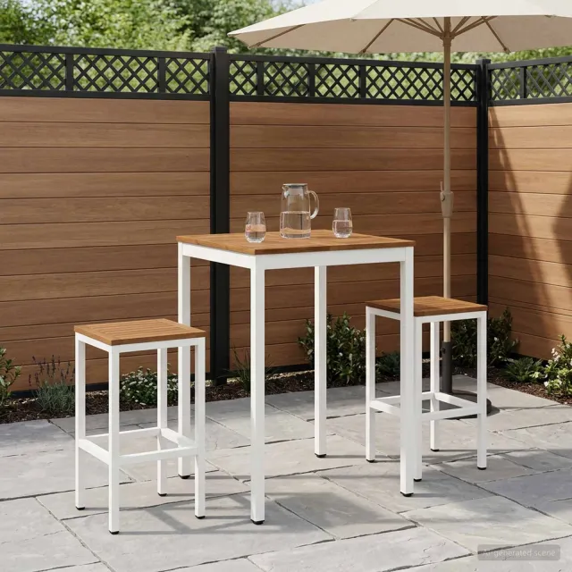 vidaXL Tuinbar Tafel NAARDEN Natuurlijk en Wit 70 x 68,5 x 105 cm, foto 2