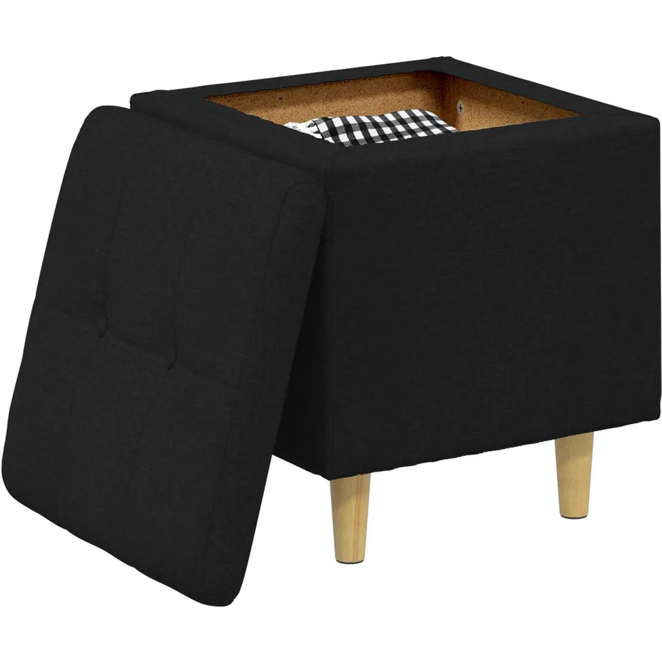 vidaXL Ottoman met Opbergruimte Zwart 40 x 40 x 45 cm Stof
