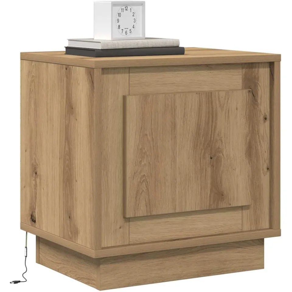vidaXL Nachtkastje Artisan Eiken 44 x 34,5 x 45 cm Bewerkt hout