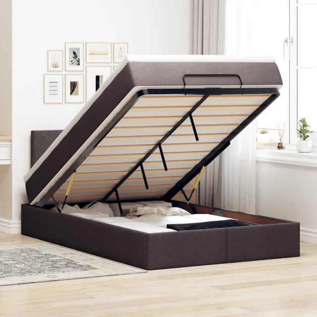 vidaXL Bed met matras 120x200 cm stof donkerbruin