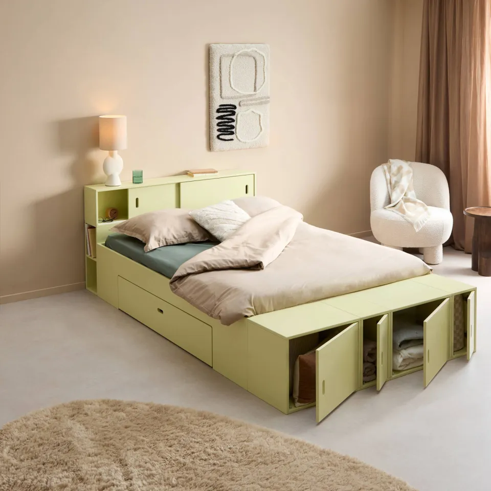 NOUS Living Cubi hoofdbord mintgeel, foto 5