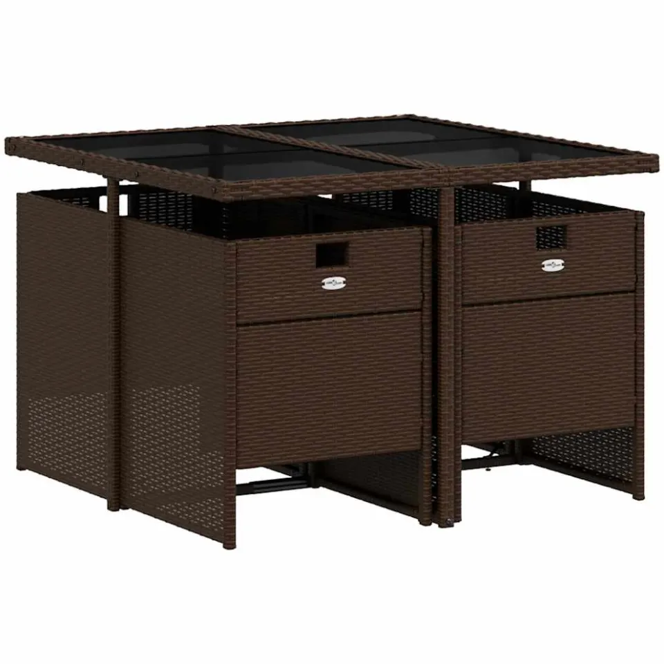 vidaXL 5-delige Tuinset met kussens poly rattan bruin, foto 4