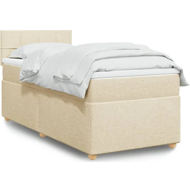vidaXL Boxspring met matras stof crèmekleurig 90x200 cm