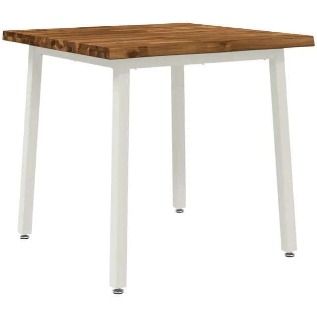 vidaXL Eettafel - met - levendige - rand - 60 - x - 55 - x - 75 - cm - Massief - Acacia - Hout Natuurlijk en Wit